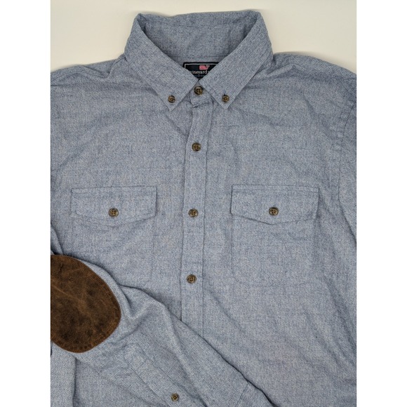 Vineyard Vines Performance Crosby Shirt Men's Medium Chambray Blue Elbow Patch - Picture 1 of 10